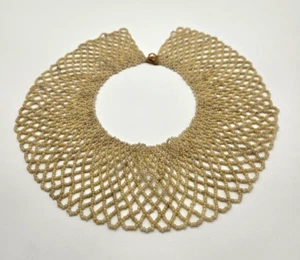Mid Century Elfenbein Perlen Kunstperlen viktorianischer Jabot, Kragen, Latz, Halsband 15"x3" - Bild 1 von 4