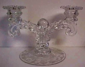 Cambridge Crystal ROSE POINT (#3121) 495 Martha Double Candlestick BEST! - Foto 1 di 1