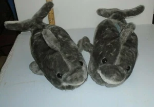 Shark Slippers - Gray Animal Slippers - Kids Sizes Large 11 inches - Picture 1 of 4