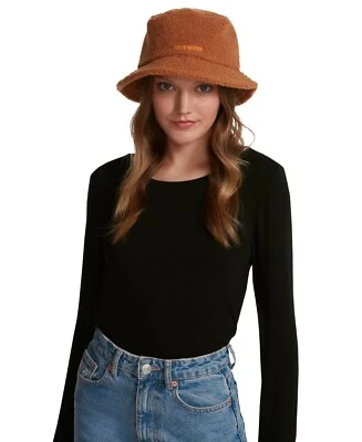 Steve Madden Bordado Logo Forro Satinado Sherpa Sombrero Cubo Mujer Talla Única Tostado Foto 1 de 4