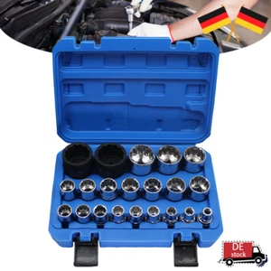 8-36MM 21TLG 1/2 STECKSCHLÜSSEL VIELZAHN NUSS SATZ STECKNUSS FÜR 6 UND 12 KANT - Bild 1 von 9