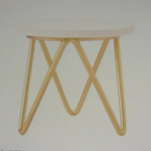 LESEN: 1:6 Maßstab 1 Stck. Gold Metall Tisch mit weißer Holzplatte - Bild 1 von 4