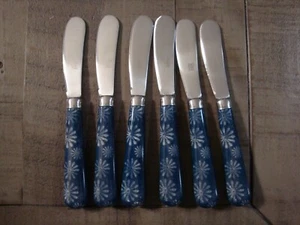 Quid Novi Trudy Floral Blue Spreader (Butter Knife) #000406 6 pcs NEW - Picture 1 of 3