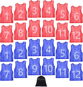 24 Pcs Nylon Mesh Pinnies with Numbers Scrimmage Jerseys for Kids Scrimmage Vest - Picture 1 of 7