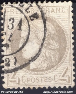 FRANCE CERES DENTELÉ IIIEME REPUBLIQUE 4c GRIS N° 52 AVEC CACHET A DATE - Picture 1 of 2