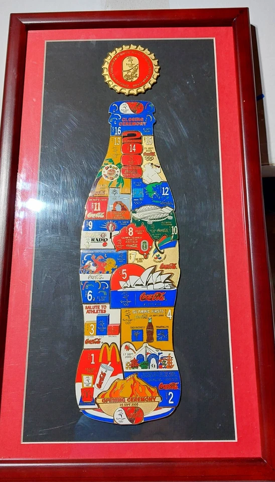 Sydney 2000 Olympic Commemorative Coca Cola Pins In Frame - Image 1 of 1