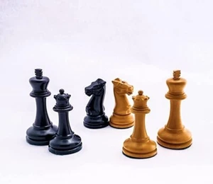 Wooden Chess Pieces , King Height - 3.50 Inches , Ebonised and Box Wood - Picture 1 of 4