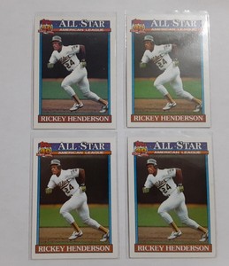 1991 Topps Rickey Henderson All Star Lot Of 4  Hof Nm