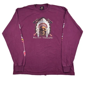 Native Threads T-Shirt Men's XL Red Graphic 100% Cotton Crew Neck Long Sleeve - Picture 1 of 13