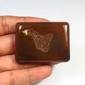 Natural Window Onyx Agate Druzy Gemstone 47x35 mm Baguette Geode Cabs OND-1345 - Picture 1 of 9