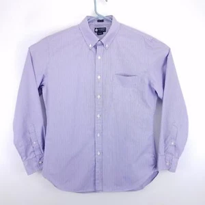 J Crew Haberdashery Men's L/S Purple Striped Button Down 2-ply Shirt Lg 16 16.5 - Picture 1 of 7