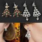 New Christmas Tree Star Crystal Earrings Stud Drop Women Luxury Jewellery Gifts