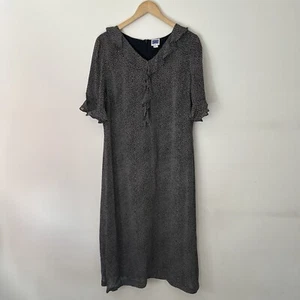 Penny schlichtes schwarz getupftes Kurzarm Kleid mit Rüschendetail Gr. 16 gefüttert - Bild 1 von 8