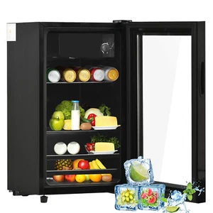 76L Glastürkühlschrank Mini Flaschenkühlschrank Getränkekühlschrank Schwarz - Bild 1 von 12