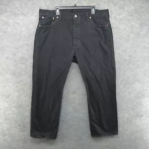 Levis Jeans Mens 42x30 Black 501 Straight Button Fly American Dark Wash Denim - Picture 1 of 18