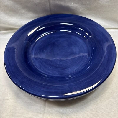 TWO VINTAGE Espana' Dinner Plates 11" HAND PAINTED Coll.-Deep Navy/Cobalt BLUE