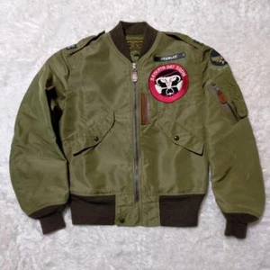 Buzz Rickson's L-2 Flight Jacket Khaki Nylon Size 36 Used From Japan - Picture 1 of 14