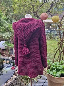 *Strickmantel aus Islandwolle mit Zipfelkapuze**L/**Unikat**Handmade - Bild 1 von 8