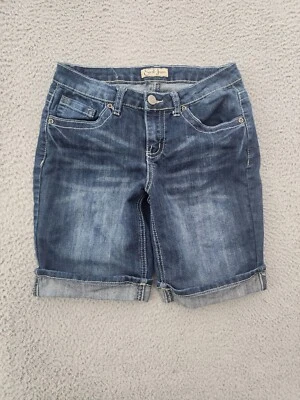 Womens Shorts 28x8 Blue Bermuda Denim Dark Wash Mid Rise Ladies Earl - Image 1 of 4