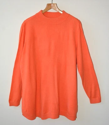 EX YOURS ORANGE TIGHT KNIT HIGH MOCK NECK ROUNDED HEM JUMPER PLUS SIZE 20 LEFT - Image 1 of 4