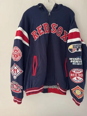 Boston Red Sox 7x Campeones Serie Mundial Bomber Sudadera con Capucha Para Hombres XXL Parches Azul Rojo Foto 1 de 4