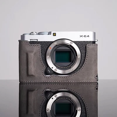 Real Leather Camera Bag Protect Case Cover Base Grip For Fuji X-E4 Fujifilm XE4 - Image 1 of 4