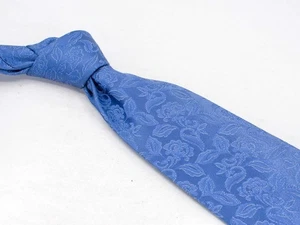 Bugatchi Seidenkrawatte Blau Blumen Herren Designer Krawatte Italy XL Skinny Italy - Bild 1 von 5