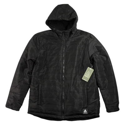 Matix Hooded Jacket Mens M Black Quilted Puffer Fleece Lined Full Zip Coat $150 - Image 1 of 4