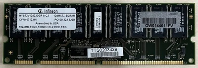 INFINEON HYS72V128220GR-8-C2 1GB SDRAM PC100 ECC REG RDIMM. - Image 1 of 2