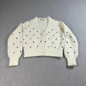 English Factory Sweater Womens Small White Polka Dot Button Cardigan Crop Twee - Picture 1 of 11