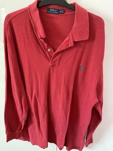 Ralph Lauren Long Sleeved Polo Shirt 2XLT TALL RED - Picture 1 of 3