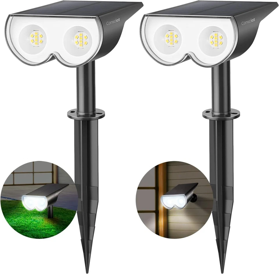 Consciot Solar Spot Lights Halloween Decor, 22 LED RGB, Outdoor Garden Lights, 2 - Image 1 of 4