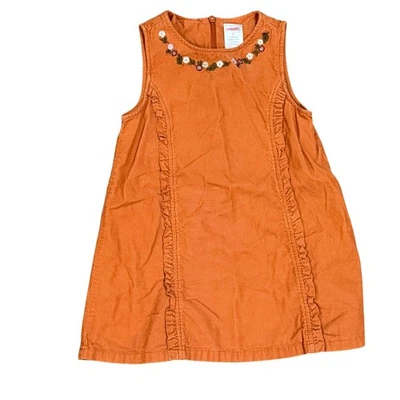 VTG Gymboree Girls Orange Corduroy Dress 2T Embroidered Floral Sleeveless Autumn - Image 1 of 3