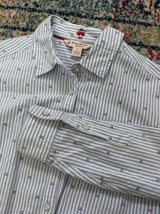 Brooks Brothers Red Fleece Striped Embroidered Belted Shirt Dress Size 2 - Picture 1 of 9