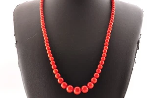 Sterling silver red coral undyed pendant (440mm(17.3in 87.0ct), Certification. - Picture 1 of 23