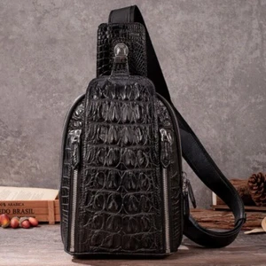 Umhängetasche aus echtem Krokoleder, Herren Luxus Sling Rucksack - Bild 1 von 11