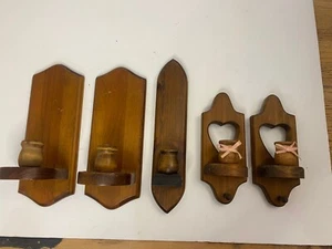 Vintage wooden candle holder lot - Picture 1 of 10
