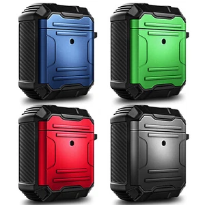 AirPods Case Heavy Duty Armor Cover + Keychain Clip For Apple AirPods 1/2/3 &Pro - Picture 1 of 30