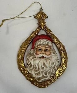 Adorno de Papá Noel estilo victoriano vintage cabeza de Papá Noel dorado - Imagen 1 de 3