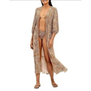 Vix Paula Hermanny Cover Up S Maza Lia Long Dress kimono Kaftan Resortwear NEW - Picture 1 of 14