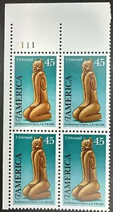 US C121 PRE-COLUMBIAN 1989 (AIR MAIL) "PLATE # BLOCK OF 4" MNH/OG - Picture 1 of 1