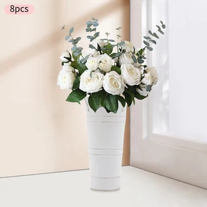 Confezione 8 Vasi Secchiello Fiori Bianco Moderno Casale Decorazioni Fiori Casa - Foto 1 di 21
