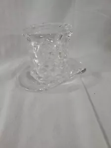 Fostoria Top Hat Toothpick Holder American Cube Crystal Clear Vase - FREE SHIP - Picture 1 of 5