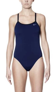 Nike Womens Solid Raceback One Piece Blue Swimsuit Competition Tour SZ M New!!! - Picture 1 of 4