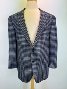 1883 Coppley Coat Mens Loro Piana Sport Coat 46 R Wool Cashmere Silk Blue Check - Picture 1 of 9