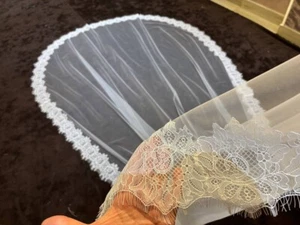 Bridal Veil french lace mantilla 1 layer veil With Lace edge free ship - Picture 1 of 10