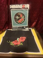 Vintage DIMENSIONS Cross Stitch Kit HUMMINGBIRD & HIBISCUS Partially Started