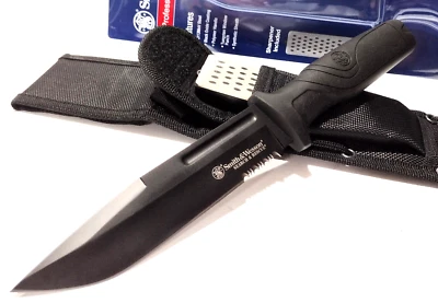 Smith & Wesson Glass Breaker Sharpening Stone Search & Rescue Fixed Blade Knife