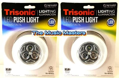 2X Battery Mini 3 LED Push On Off Light Utility Cabinet Closet Lighting White - Image 1 of 4