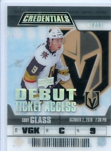 2019-20 Upper Deck Credentials Debut Ticket Access Acetate #RTA18 Cody Glass /99